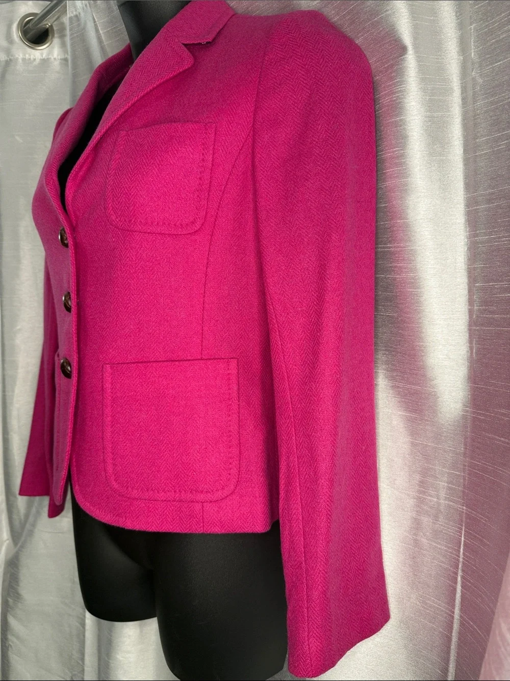 J Crew Robert Noble Scottish Wool Blazer Hot Pink Original Garment Bag Womens 10